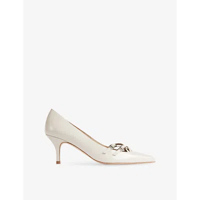 Lk Bennett Womens  Laila Pointed-toe Patent-leather Courts In Cre-cream