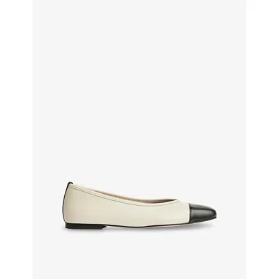 Lk Bennett Womens Cre-cream/black Hanna Leather Ballerina Pumps Eur 41 / 8 Uk