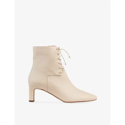 Lk Bennett Womens Cre-ecru Betty Suede Heeled Boots Eur 40 / 7 Uk In Neutral