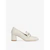 Lk Bennett Womens  Luca Snaffle-embellished Heeled Leather Courts In Cre-ecru