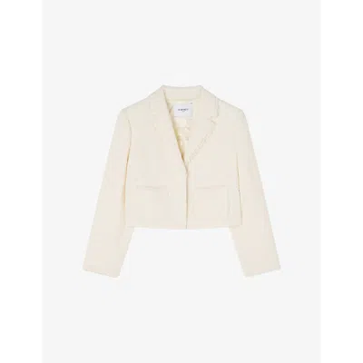 LK BENNETT WOMENS CRE-IVORY CARLA CROPPED TWEED JACKET