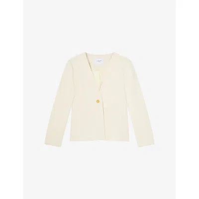 Lk Bennett Womens Chloe V-neck Woven Blazer Cre-ivory