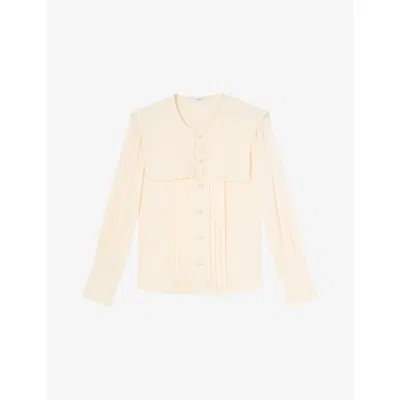 Lk Bennett Womens Olive Long-sleeve Woven Blouse Cre-ivory