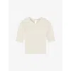 Lk Bennett Womens Cre-ivory Ophelia Scalloped-collar Cotton-blend Knitted Top