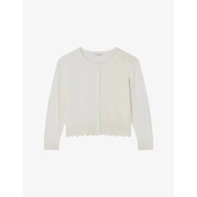 Lk Bennett Womens Cre-ivory Vanessa Scallop-trim Cotton Cardigan