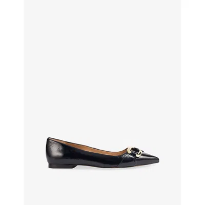 Lk Bennett Womens Blu-navy Ethel Patent-leather Flats Eur 39 / 6 Uk In Blue