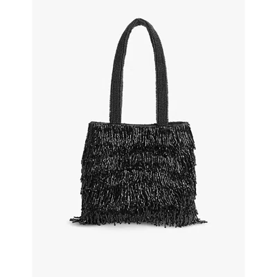 Lk Bennett Womens  Etsy Beaded Woven Top-handle Bag In Bla-black