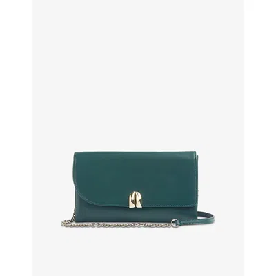 Lk Bennett Womens Aria Leather Clutch Bag Gre-dark Green