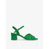Lk Bennett Womens  Alba Suede Heeled Sandals In Gre-mint Leaf