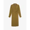 Lk Bennett Womens Gre-olive Newton Belted Crepe Utility Midi Dress In Gre-olive