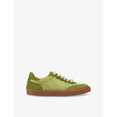 Lk Bennett Womens  Panelled Low-top Suede Sport Trainers In Gre-olive
