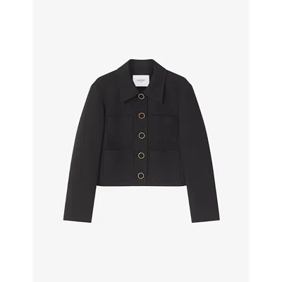 LK BENNETT WOMENS BLA-BLACK HALINA FOUR-POCKET STRETCH-WOVEN JACKET