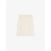 Lk Bennett Womens Cre-ecru Abbie Wide-leg High-rise Stretch-cotton And Linen-blend Shorts In Cre-ecru