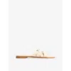 Lk Bennett Womens  Amara Leather Flat Sandals In Cre-ecru
