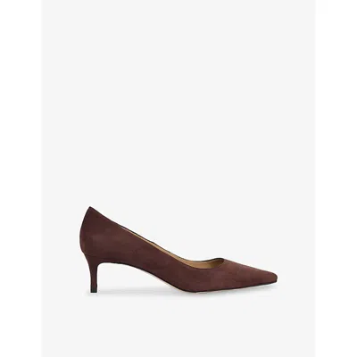 Lk Bennett Womens Bro-chocolate Ava Kitten-heel Suede Courts Eur 37 / 4 Uk In Brown