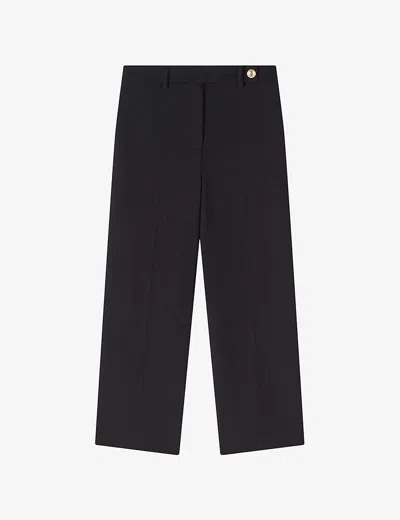 Lk Bennett Womens Bla-black Bibi High-rise Cropped Stretch-woven Trousers