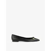 Lk Bennett Womens Bla-black Blair Bar-trim Leather Flats In Bla-black