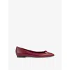 Lk Bennett Womens Red-maroon Blair Bar-trim Leather Flats