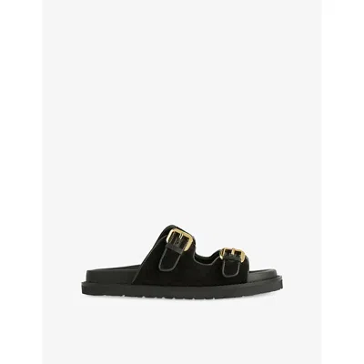Lk Bennett Womens  Capri Buckle Suede Flat Sandals
