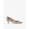 Lk Bennett Womens  Caryn Bar-trim Leather Heeled Courts In Pri-black/white