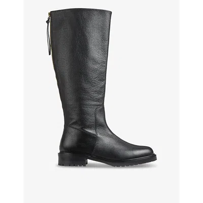 Lk Bennett Womens Bla-black Coco Tread-sole Leather Knee-high Boots
