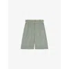 Lk Bennett Daphne Belted Houndstooth Wool Bermuda Shorts In Mul-green/cream