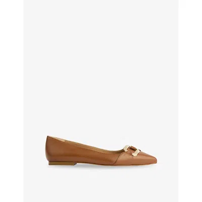 Lk Bennett Womens Bro-tan Ethel Leather Flat Pumps Eur 42/ 9 Uk In Brown