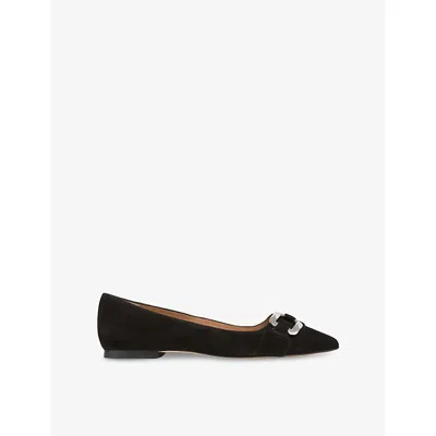 Lk Bennett Womens Bla-black Ethel Suede Flat Pumps Eur 41 / 8 Uk
