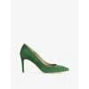 Lk Bennett Womens Gre-fern Green Floret Suede Heeled Courts In Gre-fern Green