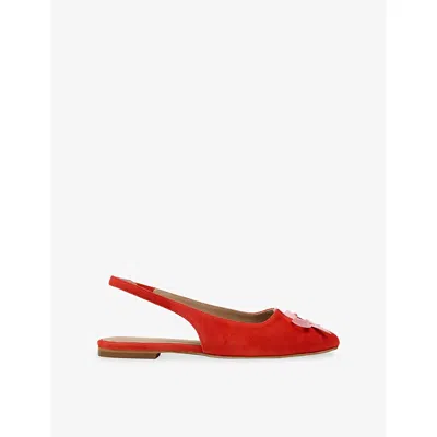 Lk Bennett Womens  Frieda Suede Slingback Flats In Red