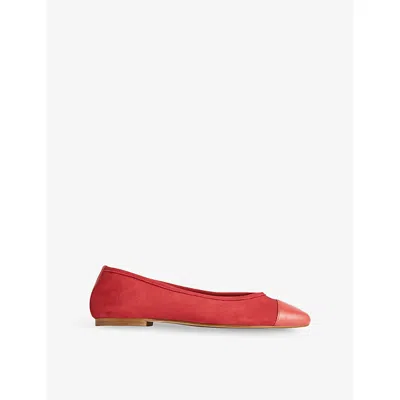 Lk Bennett Womens Red-soft Red Hanna Leather Ballerina Pumps Eur 41 / 8 Uk