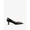 Lk Bennett Jen Croc Embossed Pointed Toe Pump In Black