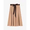 Lk Bennett Womens Cam-camel Joel Pleated Stretch-woven Midi Skirt In Cam-camel
