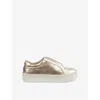 Lk Bennett Womens Gol-gold Joy Slip-on Metallic-leather Low-top Trainers In Gol-gold