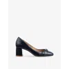 Lk Bennett Womens Blu-navy Kate Block-heel Leather Courts Eur 38/5 Uk In Blue