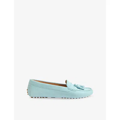 Lk Bennett Womens Blu-navy Lesie Suede Moccasins Eur 38/5 Uk In Blue