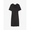 Lk Bennett Womens Bla-black Lila Tuck-front Short-sleeve Stretch-woven Midi Dress In Bla-black