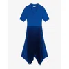 Lk Bennett Womens Blu-navy Ultrablue Lorna Pleated-skirt Short-sleeve Stretch-woven Midi Dress In Blu-navy Ultrablue