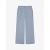 Lk Bennett Womens Blu-midnight Luna Stripe-pattern Straight-leg Mid-rise Trousers In Blu-midnight