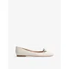 Lk Bennett Womens Cre-ecru Lynne Bow-embellished Leather Ballet Flats In Cre-ecru