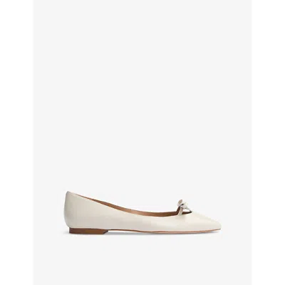 Lk Bennett Womens Cre-ecru Lynne Bow-embellished Leather Ballet Flats