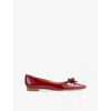 Lk Bennett Womens Red-red Mabel Bow-embellished Patent-leather Ballet Flats In Red-red