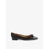 Lk Bennett Womens Bla-black Mabel Bow-embellished Suede Ballet Flats In Bla-black