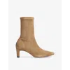 Lk Bennett Womens Cam-camel Marcia Square-toe Suede Ankle Boots Eur 38/5 Uk In Neutral