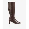 Lk Bennett Womens Bro-chocolate Margarite Leather Heeled Knee-high Boots Eur 36 / 3 Uk In Brown