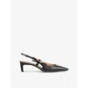 Lk Bennett Womens Bla-black Marilyn Adjustable-strap Leather Slingback Heels In Bla-black