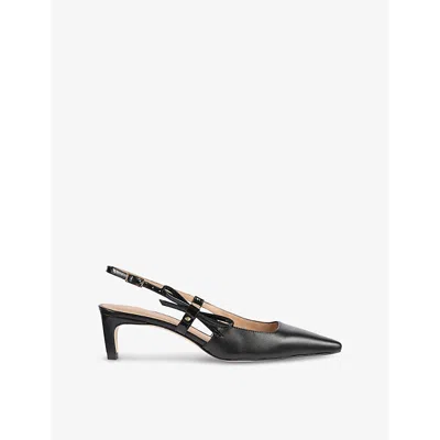 Lk Bennett Womens Bla-black Marilyn Adjustable-strap Leather Slingback Heels