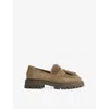 Lk Bennett Womens Nat-mushroom Shirley Shearling And Suede Loafers Eur 36 / 3 Uk In Brown