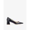 Lk Bennett Womens Sloane Pointed-toe Patent-leather Heeled Courts Blu-navy In Blu-navy