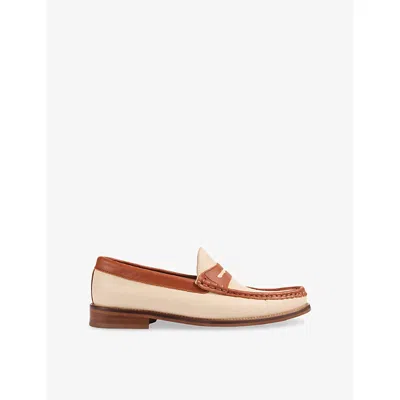 Lk Bennett Womens Bro-tan Soloris Leather Penny Slot Loafers Eur 35 / 2 Uk